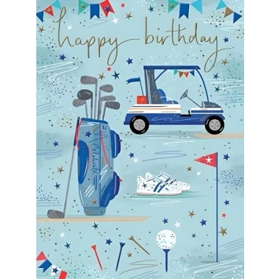 Image of Male Birthday Card for Him General Men Special Finishes Contemporary Golf Design Made in the UK Eco Friendly