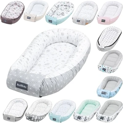 Image of Bellochi Baby Nest Pod Sleep for Newborn 100% Cotton OEKO TEX Certified 90x60x12cm with Protective Edges Star Copse