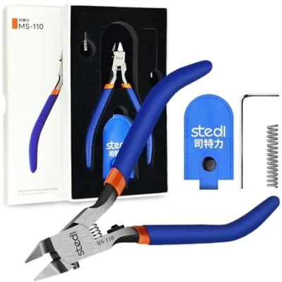Image of stedi Model Nipper, Sprue Cutter with Ultra thin Single Blade and Stiff Spring Hobby Nippers for Gundam Repairing Plastic Miniature Model, Orange