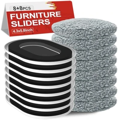 Image of NIUXX Furniture Sliders for Carpet, 8 Set Appliance with Anti Slip Groove, Oval Heavy Duty Moving Gliders Socks Hardwood, Bed Sofa Tables Cabinet Easily