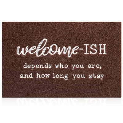 Image of JJUUYOU Door Mats Outdoor Welcome Doormats for Front Indoor Entrance Low Profile Non Slip Rubber Back Floor Funny ish Outside Entry Decor Patio 45 x 75 CM