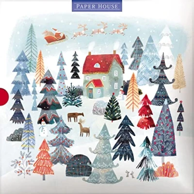 Image of Box of 16 Festive Cottage &amp; Fair Christmas Cards in 2 Designs Boxed Xmas XLPB0003