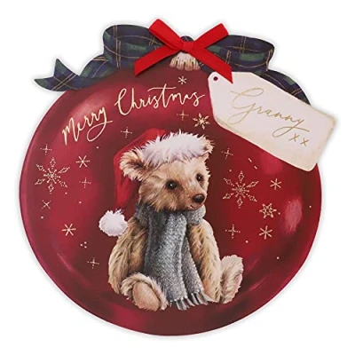 Image of Clintons: Teddy On Bauble Granny Christmas Card, Multi Colour, 165 x 165, 1170562