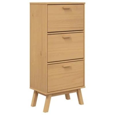 Image of vidaXL Shoe Cabinet OLDEN Brown 55x35x120cm Solid Wood Pine