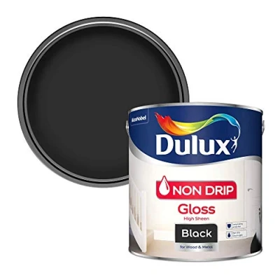 Image of Dulux Non Drip Gloss Paint For Wood And Metal Black 2.5L