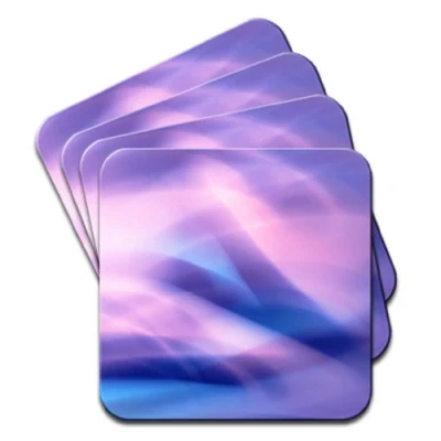 Image of Swirling Lights Purple Pink Blue Set Of 4 Coasters