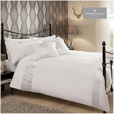 Image of Gaveno Cavailia Signature Collection Caprice Set with Duvet Cover and Pillow Case White, Polyester Cotton, Double
