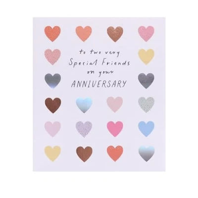 Image of UK Greetings Anniversary Card for Special Friends Colourful Hearts Design