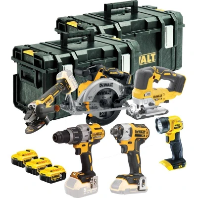 Image of DEWALT DCK664P3 18v XR Cordless Brushless 6 Piece Power Tool Kit 3 x 5ah Li ion