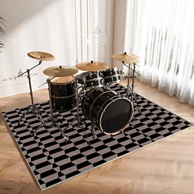Image of Drum Rug Mat Soundproof Rugs Non Slip Blanket For Electronic Jazz Kit Bass Snare And Other Musical Instrument Rectangle Carpet 160 x 120 cm Thicken