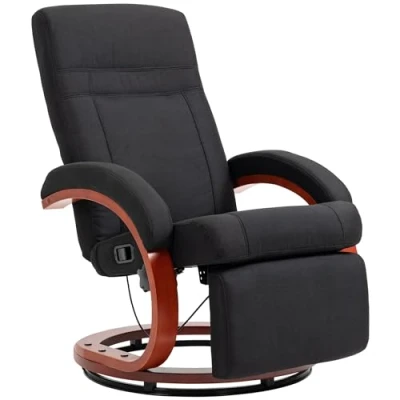 Image of HOMCOM Manual Recliner Swivel Reclining Chair with Footrest Armrests Black