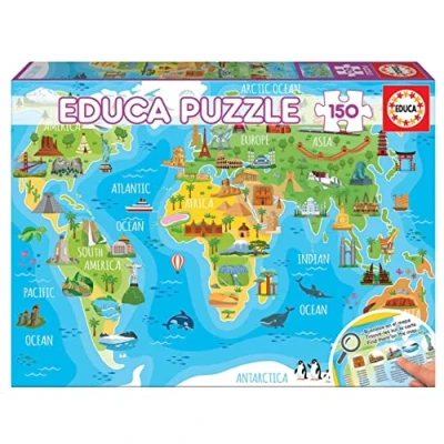 Image of Educa 18116 World map Monuments Puzzle, 150 Pieces, Multicoloured