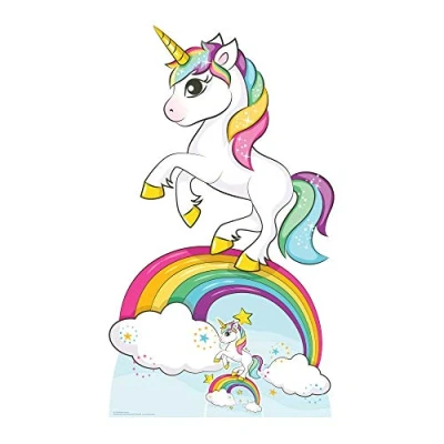 Image of Rainbow Unicorn 163cm Tall/ 5ft 3in with Free Mini Destop Cut Out