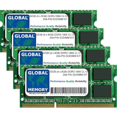 Image of 32GB (4 x 8GB) DDR3 1866MHz PC3 14900 204 PIN SODIMM MEMORY RAM KIT COMPATIBLE WITH INTEL IMAC 27&quot; RETINA 5K (LATE 2015)