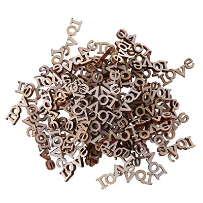 Image of LANCHEN 100 pcs Laser Cut Wood Embellishment Wooden LOVE Letter Shape Craft Wedding Decor