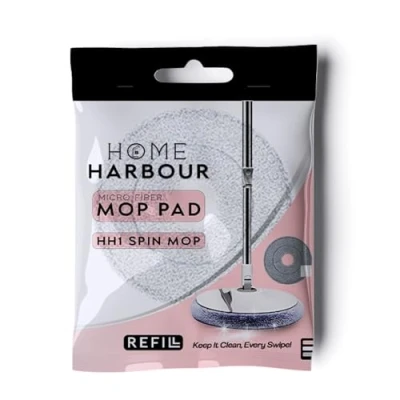 Image of HH1 Spin Mop and Bucket Set 2 in 1 360 Quick Spinning Clean Dirty Water Separation Wringing System Rotating Suitable for All Flooring With Handle Microfibre Velcro Head (Mop Pad Refill)