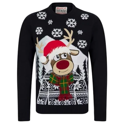 Image of Tokyo Laundry Men&#039;s Most Snow Deer Knitted Crew Neck Christmas Jumper