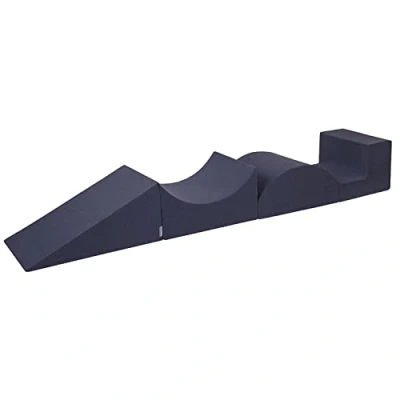 Image of KiddyMoon Foam Playground For Kids Obstacle Course Children Montessori Toy Babies Soft Construction Blocks Element, Halfshaft/Ramp/Wedge/Steps, Made In The EU, Darkblue: