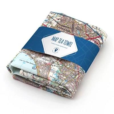 Image of Personalised Cotton Map Tea Towel Landranger Mapping
