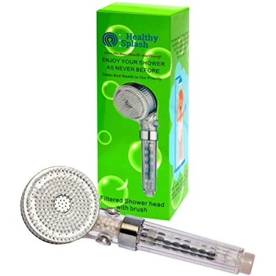 Image of Healthy Splash Filtered Handheld Shower Head with Brush Removes Fluoride &amp; Chlorine Softens Hard Water Increases Pressure, While Saving Easy Installation Enhance Your Skin