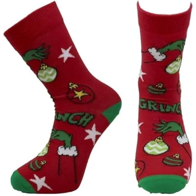 Image of Budget Gifts The Grinch Mens Calf Socks Size 6 11