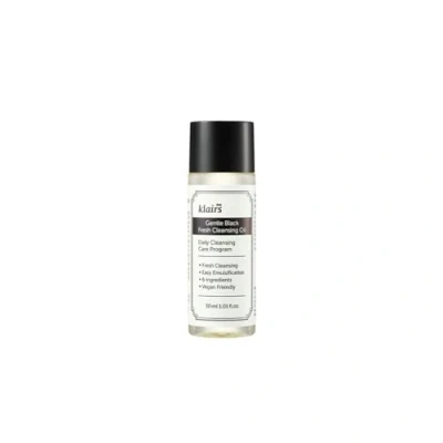 Image of DearKlairs Gentle Black Fresh Cleansing Oil, a light and spreadable texture, only 6 ingredients (1.01 Fl Oz)