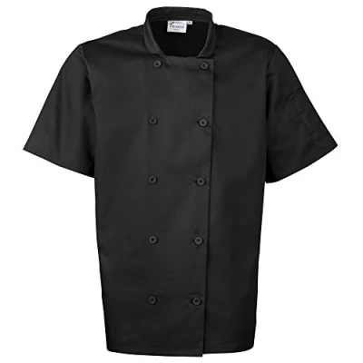 Image of Premier Unisex Short Sleeved Chefs Jacket/Workwear (M) (Black)