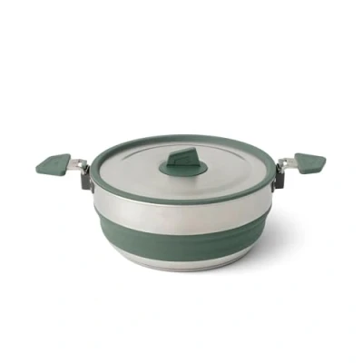 Image of Sea to Summit Detour Stainless Steel Collapsible Pot 3L 2 3 People Click Safe Removable Handles Induction Cooktop Compatible BPA Free &amp; Silicone Camping Cookware 895g