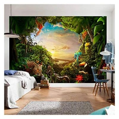 Image of amazingsticker Tree Plants Flower Sunlights Jungle Forest Wallpaper Photo Wall Mural Home Bedroom Decoration Covering 390x260cm