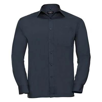 Image of Russell Athletic Collection Mens Long Sleeve Shirt (French Navy) Multicolour Size 18.5 inch