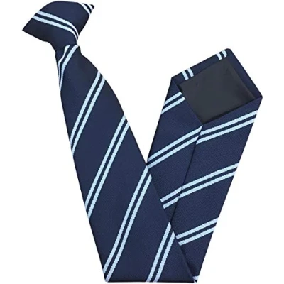 Image of Great British Tie Club Men&#039;s Adult Double Stripe Clip On Neck Ties (Navy &amp; White)