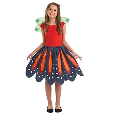 Image of Fun Shack Woodland Fairy Costume Girls, Red Costume, Kids Pixie Medium