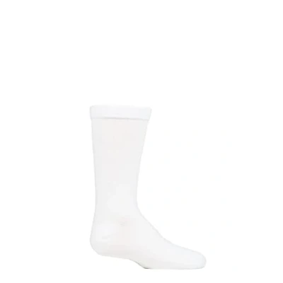 Image of 1 Pair White Plain Bamboo Socks with Comfort Cuff and Smooth Toe Seams Kids Unisex 9 12 (4 7 Years) SOCKSHOP