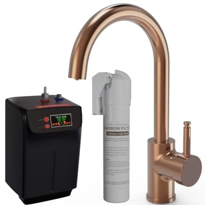 Image of Liquida BHT311CP 3 in 1 Brushed Copper Kitchen Instant Boiling Hot Water Tap