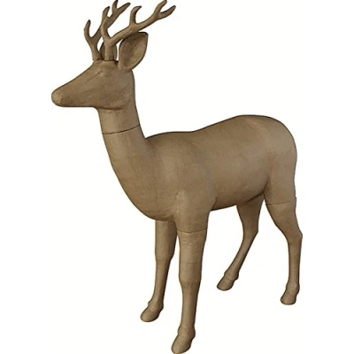 Image of Décopatch Ref XLA29C Reindeer Extra Large Papier Mache Object to Decorate 101 x 40 122cm with Papers &amp; PaperPatch Glue, Glitter, Paints