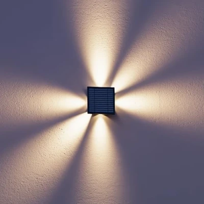 Image of CALEX Altamura Solar Wall Light, Up &amp; Down Outdoor Lighting, Powered Garden Lamp, Waterproof, Black