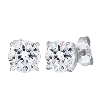 Image of Kuzzoi Men&#039;s Stud Earrings Round (6 mm) with Sparkling Crystal 925 Sterling Silver for Men