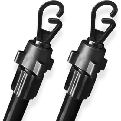 Image of 2 x Telescopic Washing Line Prop Pole Clothesline Heavy Duty Home Garden Dry Clothes Drying Airer Support Galvanised Laundry Poles Extenedable to 2.4M
