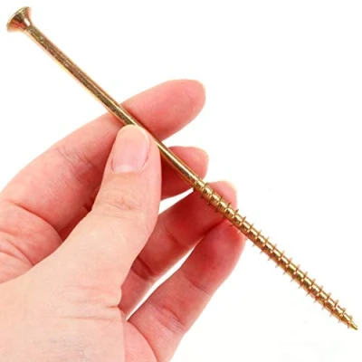 Image of 10x Threaded M6 x 130mm Double Countersunk Wood Screws Yellow Zinc Finish