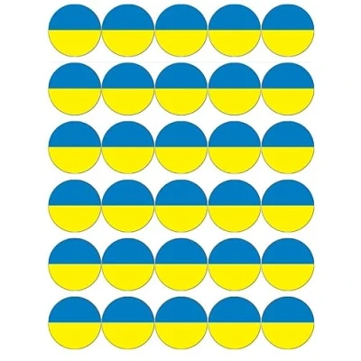 Image of 30 Ukraine Ukrainian Flags Cupcake Toppers Edible Wafer Paper Fairy Cake Birthday Decorations