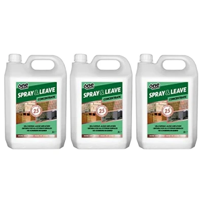 Image of One Chem 3 x 5 Litre Concentrate Spray and Leave Patio Decking Fencing Green Mould Algae Killer Makes up to 25 Litres