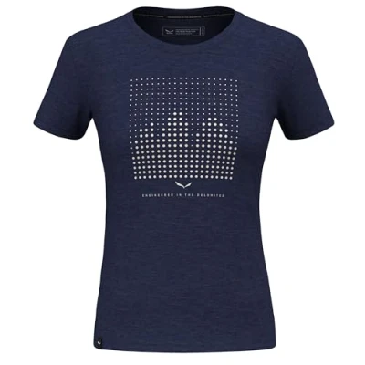 Image of Salewa Eagle Dotted Mountain Merino T Shirt Women, Navy Blazer, S