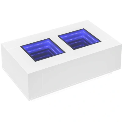 Image of vidaXL Coffee Table with Infinity LED Mirror White, Engineered Wood, 116x69x40 cm