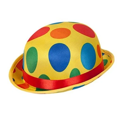 Image of GCC Fashion Store Adults Polka Dot Clown Bowler Hat Unisex Circus Tumble Novelty