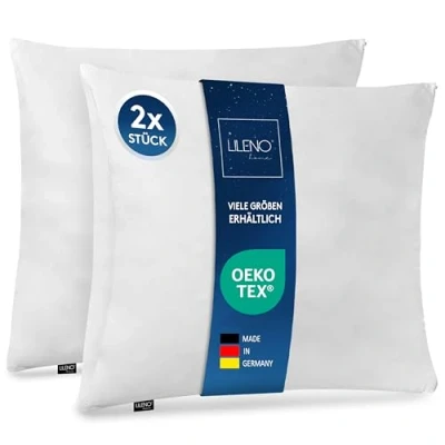 Image of LILENO HOME Microfibre cushion 80 x cm deluxe (1200 g filling) [set of 2] washable up to 95 degrees with zip pillow as filling for bed decorative sofa