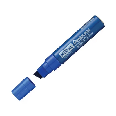 Image of Pentel Jumbo Permanent Marker Chisel Tip max.14mm Line, Blue ink, 1 box of 6 markers