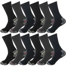 Image of MEA men socks Reinforced work Cushioned Crew Multicolour Safety/Steal Toe Boot Multipack Workwear Bamboo Anti Sweat, Breathable for 9 12 heavy duty