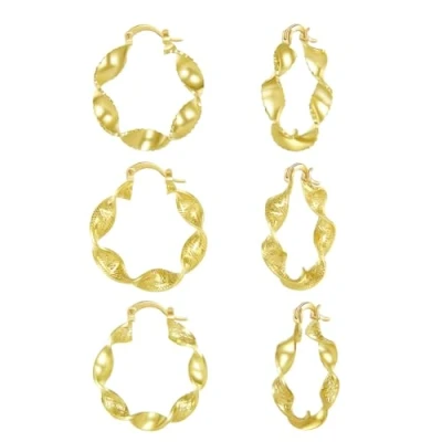 Image of Yulovee 9ct Gold Filled Twisted Hoop Earrings Set 3 Pairs Chunky for Women Girls(30MM).