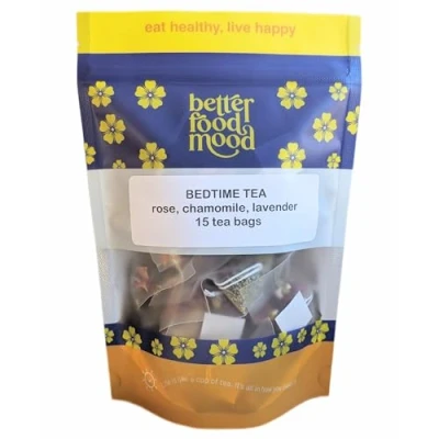 Image of Better Food Mood Sleep Tea Rose Chamomile &amp; Lavender 15 Bags No Caffeine Well Herbal Relax and Calm Your Senses