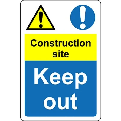 Image of Warning construction site keep out Safety sign 1.2mm Rigid plastic 400mm x 300mm (P)